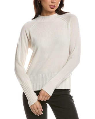 Fort&eacute; Cashmere Hi Low Rib Trim Funnel Neck Cashmere Sweater