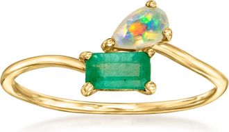 RS Pure by Ross-Simons Opal and. Emerald Toi Et Moi Ring in 14kt Yellow Gold