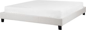 Beliani Bed without Headboard Fabric ROANNE 180 x 200 cm (EU Super King) Light Grey
