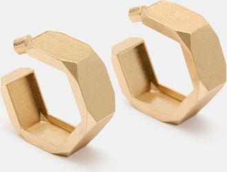 AllSaints Womens Brass Alex Chunky Hexagon Hoop Earrings, Size: One Size