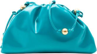 Bottega Veneta Borsa a tracolla The Mini Pouch in pelle verniciata con perline 2012-2025 - Blu