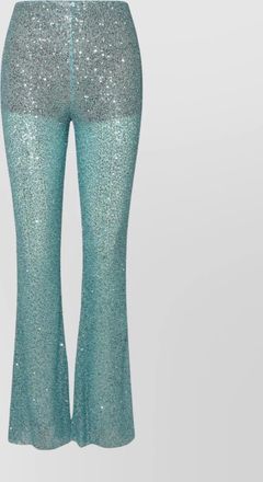 Self Portrait elastic waistband flared trousers with sequined embellishments