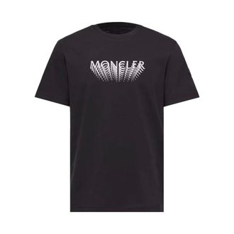 Moncler T-Shirts, male, Black, Size: 2XL Short Sleeve Cotton T-Shirt