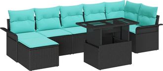 vidaXL Conjunto De Sof&aacute; De Jard&iacute;n 8 Uds. Negro Vidaxl