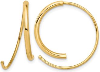 Diamond2Deal 14K Yellow Gold Round Curved Threader Hoop Earrings