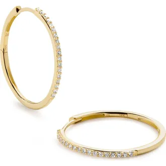Monica Vinader Medium Diamond Hoop Earrings in 14K Gold at Nordstrom