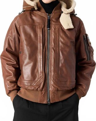 Parajumpers Julius Special Leather Bomber Jacket In Clay