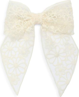 Natasha Floral Embroidered Lace Bow Hair Barrette in Ivory at Nordstrom