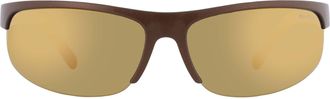 Miu Miu Brown Mirror Gold Wrap Ladies Sunglasses MU A02S 16Y8G1 70