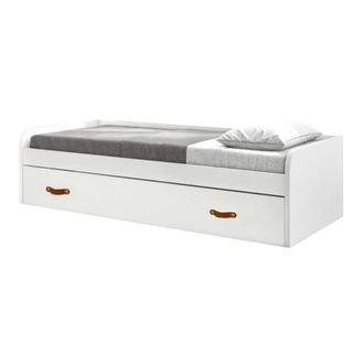 Muemue Cama + elevable aglomerado blanco con somier 90/90 cm