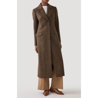 L.k. Bennett Dakota Check Wool Blend Coat in Brown at Nordstrom Rack, Size 14