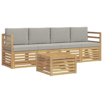 vidaXL Conjunto De Sof&aacute;s De Exterior 5 Pcs Blanco Y Gris Claro Vidaxl