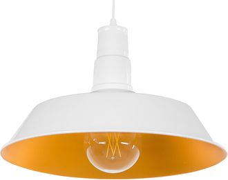 Beliani L&aacute;mpara De Techo De Aluminio Blanco Amarillo Pantalla Redonda 1 Luz Moderno Cocina Sala De Estar Bayou