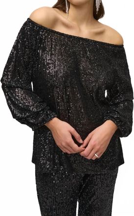 Joseph Ribkoff Sequin Puff Top In Black