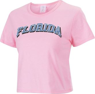 ZooZatZ Womens ZooZatz Pink Florida Gators Gingham Logo Cropped T-Shirt at Nordstrom, Size Medium