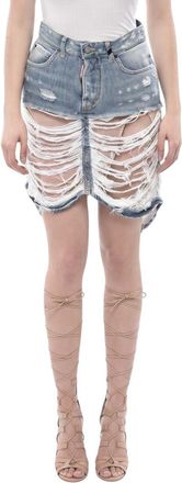 Dsquared2 Blue Distressed Mini Skirt