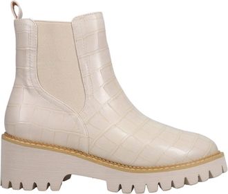 Corkys Footwear Womens Whatever Embossed Round Toe Chelsea Ankle Boots In Ivory Croco