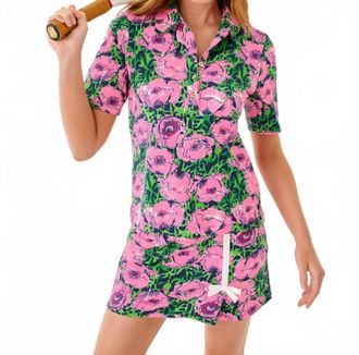 Lilly Pulitzer Via Flora Upf 50+ Polo Shirt In Low Tide Navy