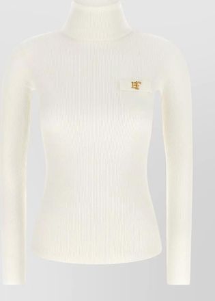 Elisabetta Franchi silk ribbed turtleneck long-sleeve top