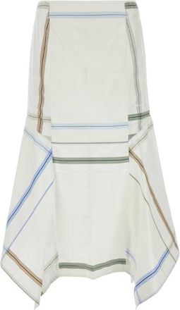 Bottega Veneta White Embroidered Cotton Skirt