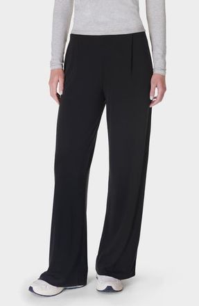Sweaty Betty At Ease Pleated Wide Leg Pants in Black at Nordstrom, Size X-Small