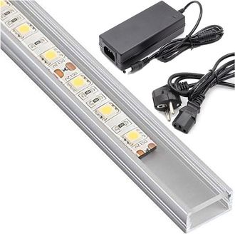 Trade Shop Trade Shop Traesio - Trade Shop - Profilo Barra Industry 1 Metro A 72 Led 18w + Alimentador De 5 Ah - Cubierta Transparente Smd 5630