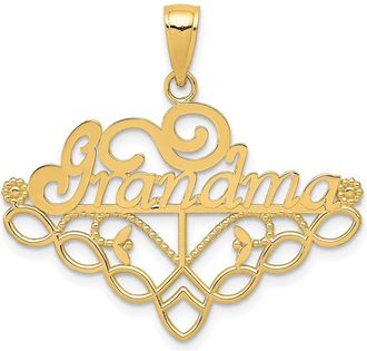 Diamond2Deal 14k Yellow Gold GRANDMA Birthstone Charm Holder Pendant