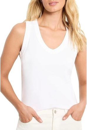 Nic+Zoe Nic+Zoe Tank Top Womens Paper White Cotton Blend Sleeveless V-Neck DDR2 4