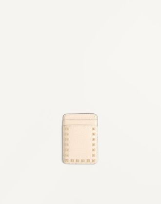 Valentino Garavani Valentino Garavani Rockstud Magnetic Cardholder in Grainy Calfskin Wo