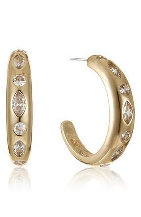 Ettika Cubic Zirconia Lined Hoop Earrings in Gold at Nordstrom Rack