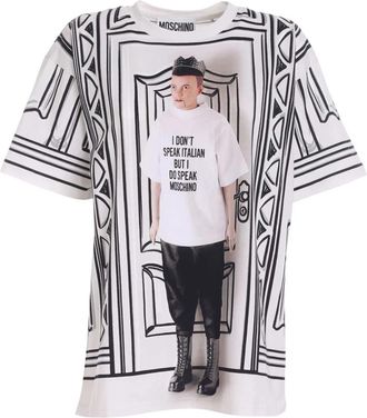 Moschino Gedrukt T-shirt voor modebewuste vrouwen - Dames - T-shirts - Wit - XS - Katoen - Tops