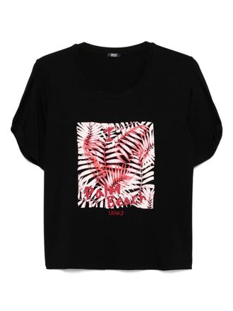 Liu Jo rhinestone-embellished printed T-shirt - Black