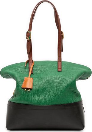 Fendi Pre-owned Womens Medium Leather 2bag Colorblock Tote - Dark Green - One Size