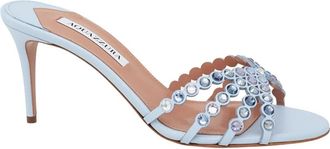 Aquazzura Tequila Sandal 75 - Dames - Muiltjes - Blauw - 37 1/2 EU - Leer - Schoenen