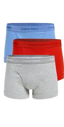 Calvin Klein Mens Underwear Cotton Classics Trunk - 3 Pack In Glacier/grey Heather/molten