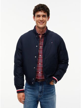 Tommy Hilfiger Mens Water-Repellent Padded Bomber Jacket - Navy Blue - XL