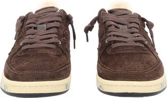 Premiata Brown Perforated Contrasting Sole Suede Sneakers