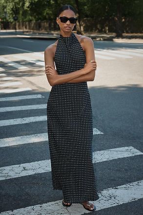 Maeve Jamie Satin Halter Maxi Dress by Maeve