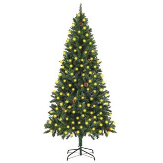 vidaXL &Aacute;rbol De Navidad Artificial Iluminado Con Luces Y Pi&ntilde;as 210 Cm Vidaxl