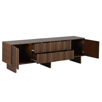 STILVORA Mueble Tv Con 4 Cajones Y 2 Puertas, Dise&ntilde;o Ondulado, Para Sal&oacute;n, En Tablero De Part&iacute;culas, Nogal Oscuro, 180&times;40&times;56 Cm