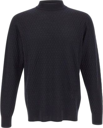 FILIPPO DE LAURENTIIS Super 120s Merinotrui - Heren - Coltruien - Blauw - 3XL - Wol - Truien & Vesten