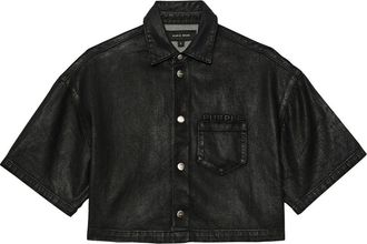 Purple cropped denim shirt - women - Cotton/Lycra - S - Black