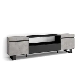 Skraut Home Mueble tv efecto madera cemento 200x35x57cm con patas