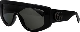 Gucci Shield Zonnebril - Dames - Zonnebrillen - Zwart - ONE Size - Nylon - Accessoires