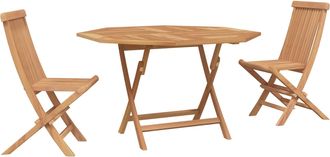 vidaXL Juego Bistro De Jard&iacute;n 3 Uds. Natural Madera De Teca Maciza Vidaxl