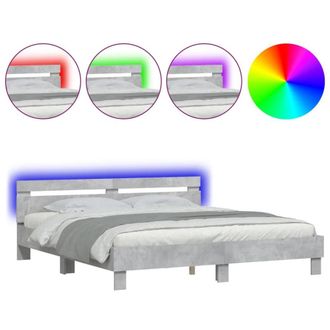 Berkfield Home Bed Frame with LED without Mattress Concrete Grey 200x200 cm