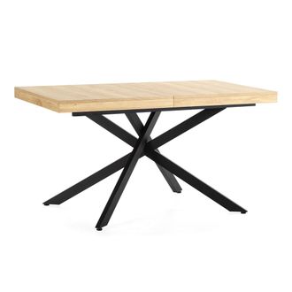 HOMN Mesa de comedor extensible color roble, 140-180 cm