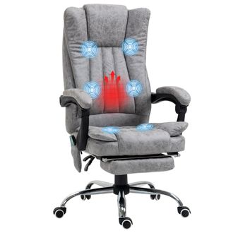 Vinsetto 6-Point Vibrating Heat Massage Chair w/ Microfibre Upholstery Grey | TJ Hughes