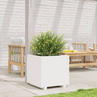 Berkfield Home Decorative Garden Planter White 50x50x49.5 cm Solid Wood Pine