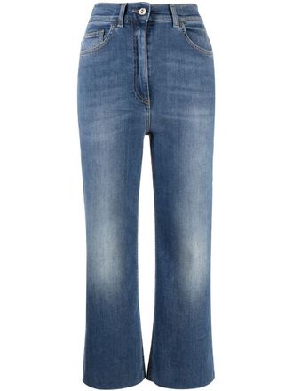 Elisabetta Franchi Jeans a vita alta crop - Blu
